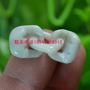 天然翡翠玉锁连心锁 情侣心心相映玉石锁
