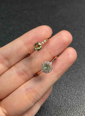 孤品特价处理天然绿碧玺戒指925银镶嵌女款戒指活口送女友3170款