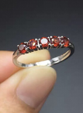 天然石榴石戒指925银镶嵌女款戒指活口3121款