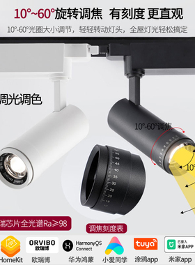 智能led轨道灯射灯homekit已接入米家涂鸦调光调色调焦美术馆照画
