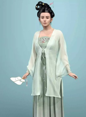 DAZ资源 dForce MK Hanfu Suit for G9 国风袍服 (仅服装) IM