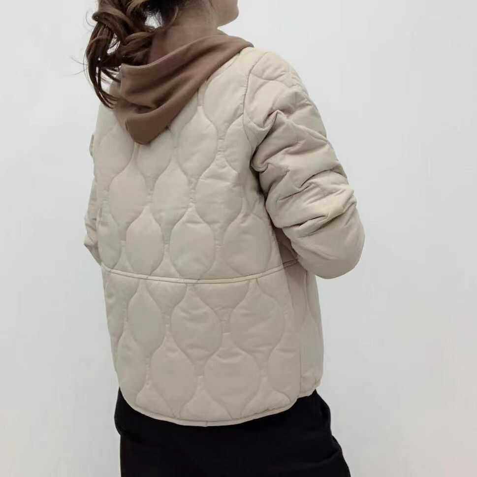 2024新款冬季加绒加厚棉衣女妈妈装无领休闲宽松时尚显瘦棉袄外套