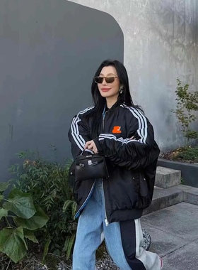 秋冬新款韩版时尚正反两面穿BF风刺绣字母棒球服加厚宽松夹克外套