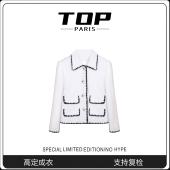 TOP撞色翻领小香风气质短外套秋冬女简约设计上衣 1040