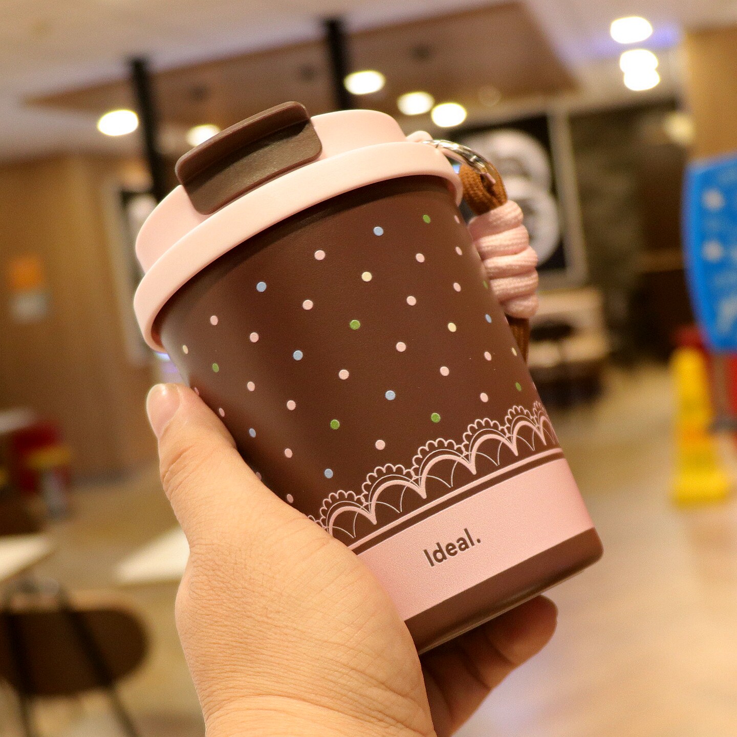 陶瓷涂层保温杯女高颜值咖啡杯双饮水杯学生不锈钢吸管杯小巧便携