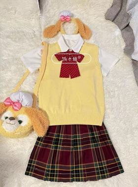 小辣椒搭配JK黑色马甲上衣学院风少女甜辣通勤叠穿针织毛衣女背心