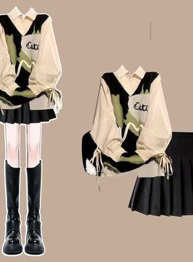 秋季流行风格学院风黑色连衣裙女2025早秋简单大方高级感穿搭短裙