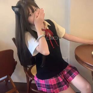 小玫jk制服格裙短裙套头马甲背心套装女日系学院叠穿衬衫短袖学生
