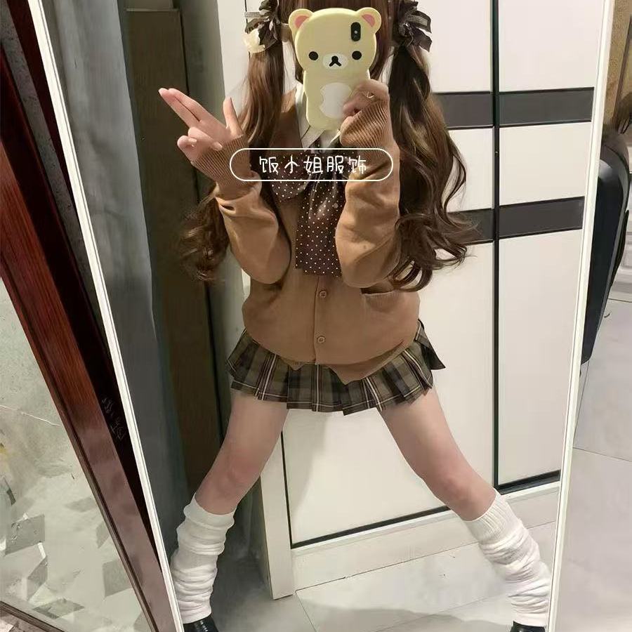 JK制服针织衫长袖外套短裙套女