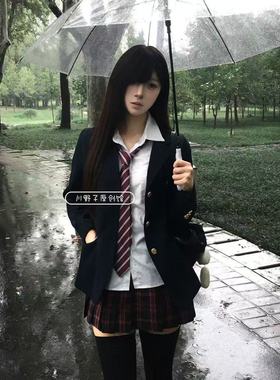 原创jk制服套装秋冬西装外套女学院风校供感黑色正版jk西装三件套
