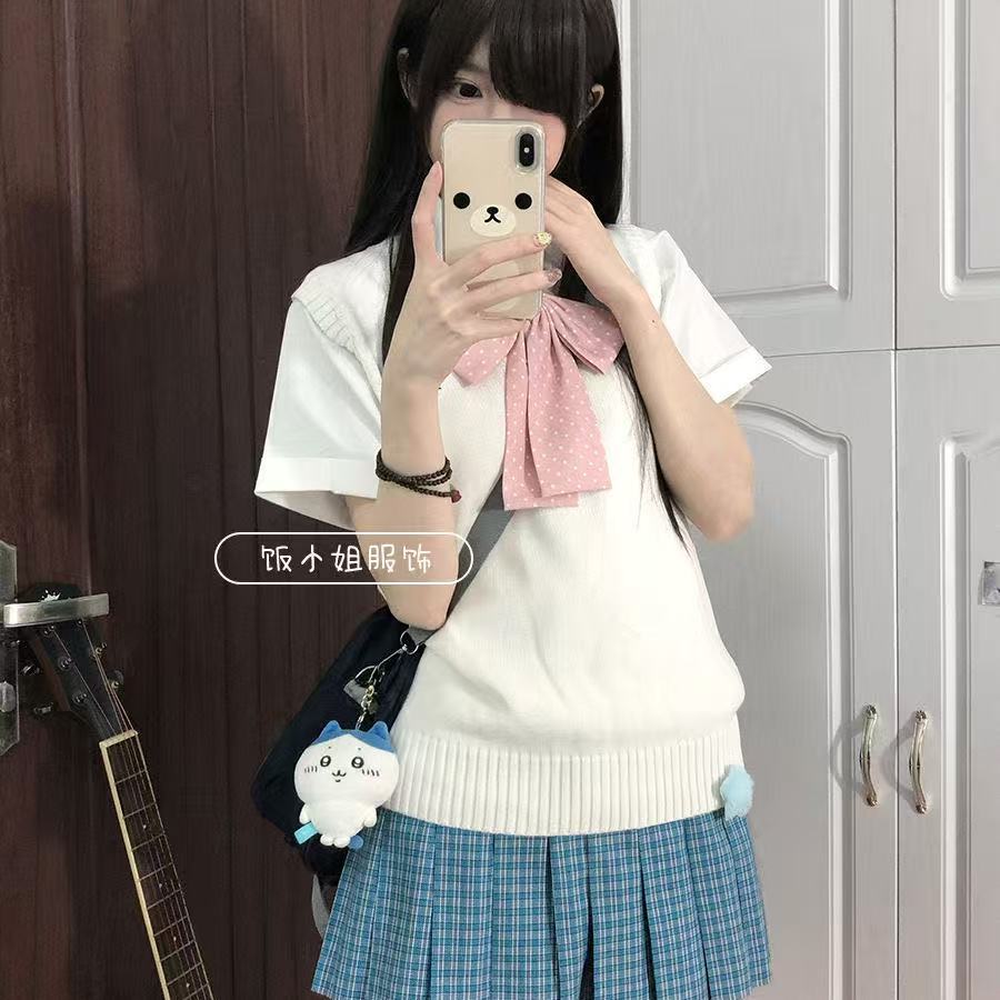 松蓝格日系jk制服百褶裙水蓝色半身裙学院校供感格裙原创ins高腰