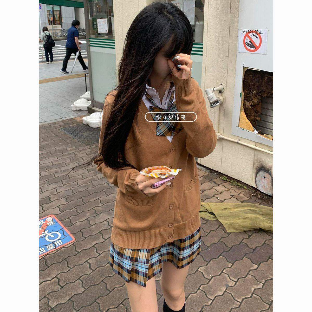 秋刀鱼/日系JK制服学院风女生校供感外搭休闲针织衫开衫外套短裙