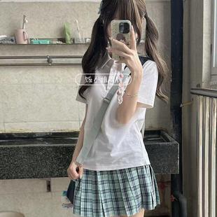 上衣高腰百褶裙套装 JK制服Polo衫 日系学院风收腰刺绣短袖 夏季 新品