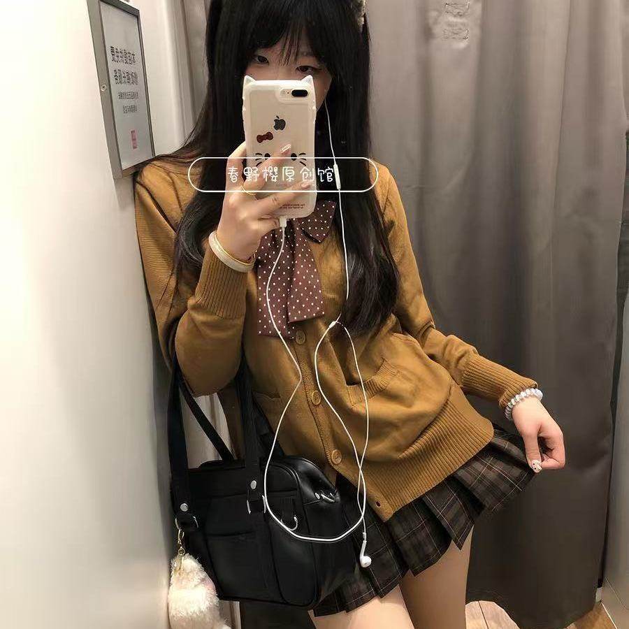 秋冬日系JK制服针织衫套装开衫