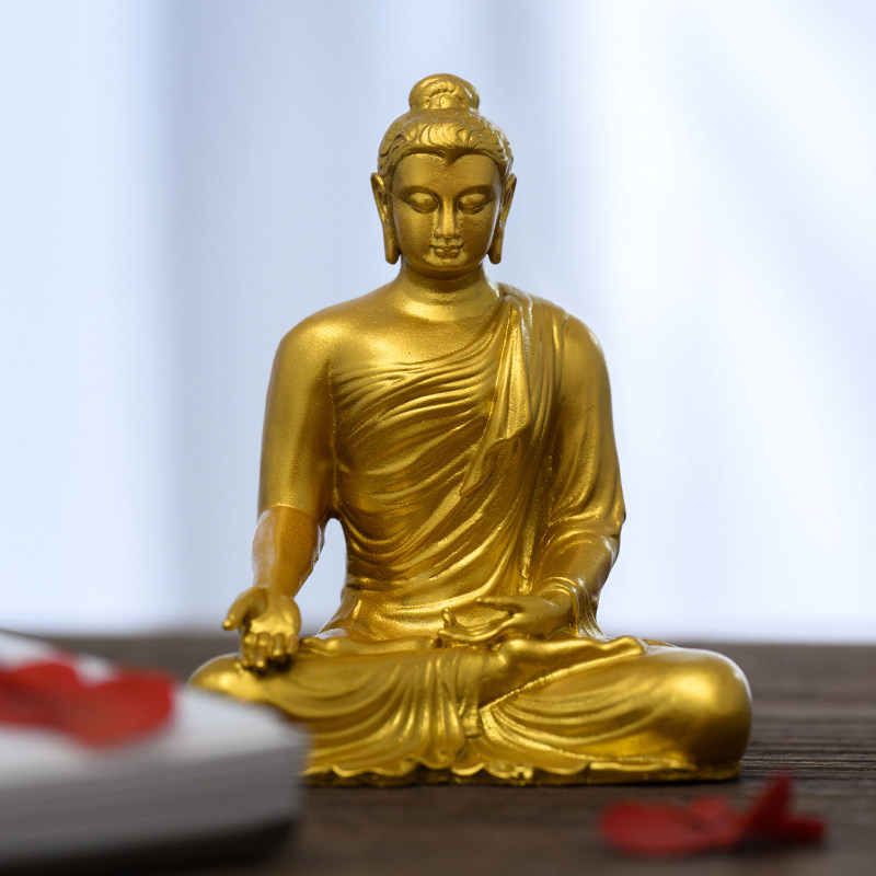 金色三宝佛佛像一套阿弥陀佛佛像摆件精致随身佛禅意茶空间装饰品