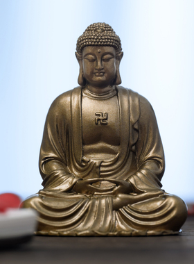 西方三圣阿弥陀佛摆件纯铜