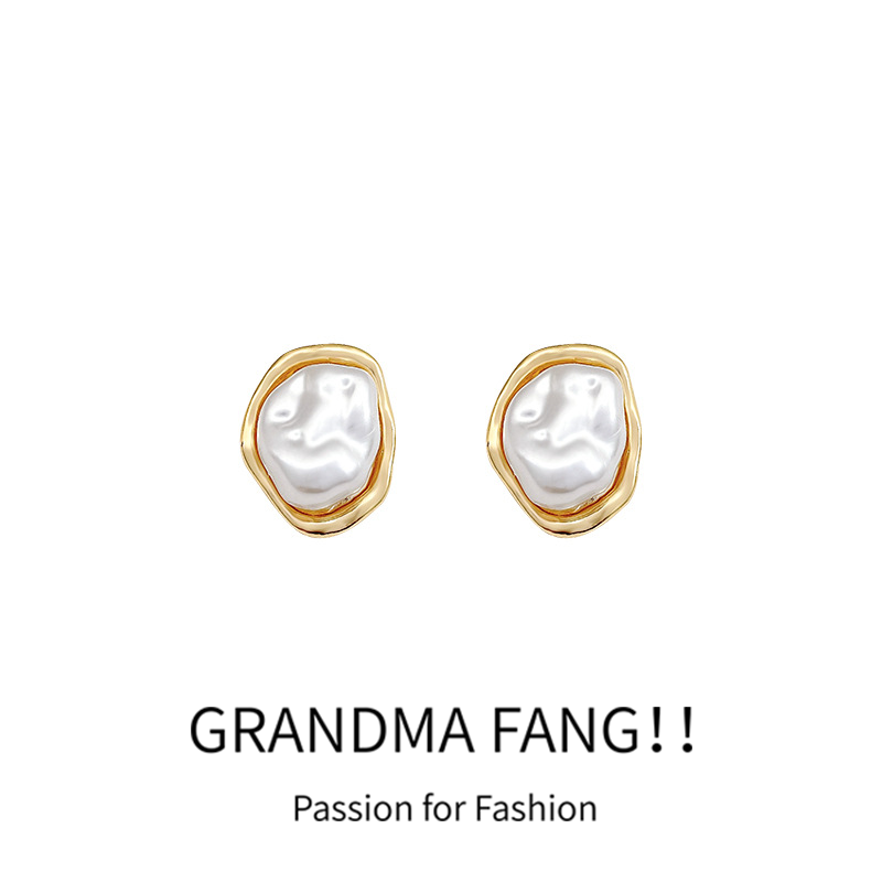 方奶奶异形巴洛克珍珠耳钉女