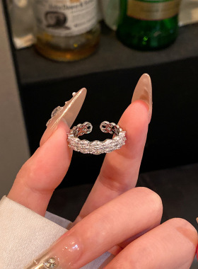 轻奢小众超闪精致锆石开口戒指