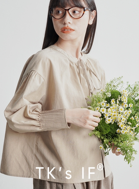 【富美Tōmì】天丝麻混纺系绳马蹄袖蘑菇扣衬衫