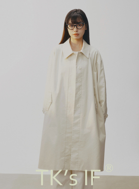 TK'sIF【能古岛】知识份子双色纱牛骨扣风衣外套