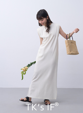 TK'sIF 无袖小宽肩直筒侧开衩口袋针织连衣裙