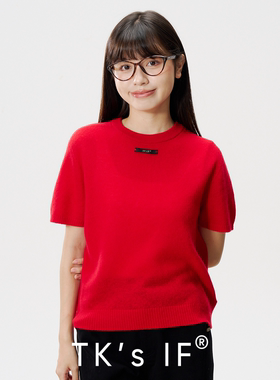 【赤坂】羊绒羊毛圆领短袖毛织上衣