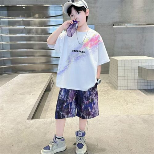 男童夏季套装中大童2026短袖新款儿童两件套帅气星空夏装运动套装