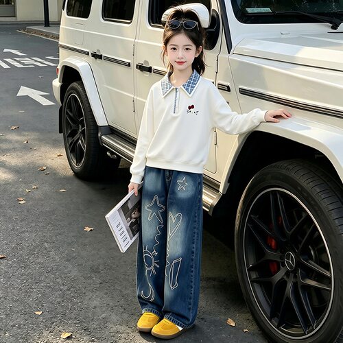 女童秋套装2026新款秋季超好看卫衣牛仔裤儿童秋装韩系穿搭两件套