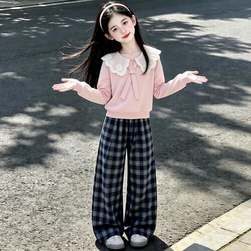 女童秋套装2026新款女孩秋季韩系穿搭儿童超好看卫衣阔腿裤两件套