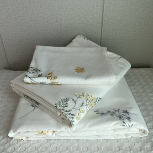 比较仙儿~外贸绣花被套单件全棉纯棉斜纹加厚白色刺绣被罩套件