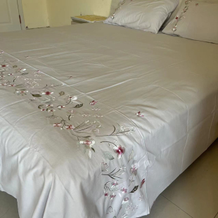 精美绣花 外贸刺绣床单单件纯棉全棉斜纹厚实双人1.5m1.8米睡单