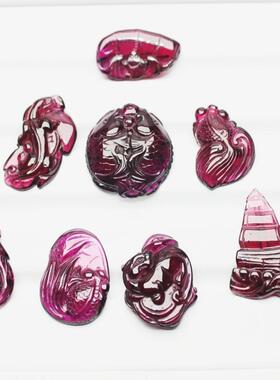 巴西子牙乌石榴石吊坠 镁铝石榴石项坠 女士红色项链天然水晶项链