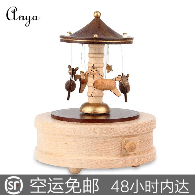 jeancard音乐盒八音盒木质旋转木马生日送女生儿童七夕礼物旋转|msdalam kategori Aksesori rumah, barang-barang hiasan, Box muzik - dari Buy2taobao.com untuk memberikan perkhidmatan ejen Taobao profesional membeli