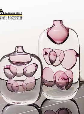 粉紫色气泡透明水晶花瓶创意摆件