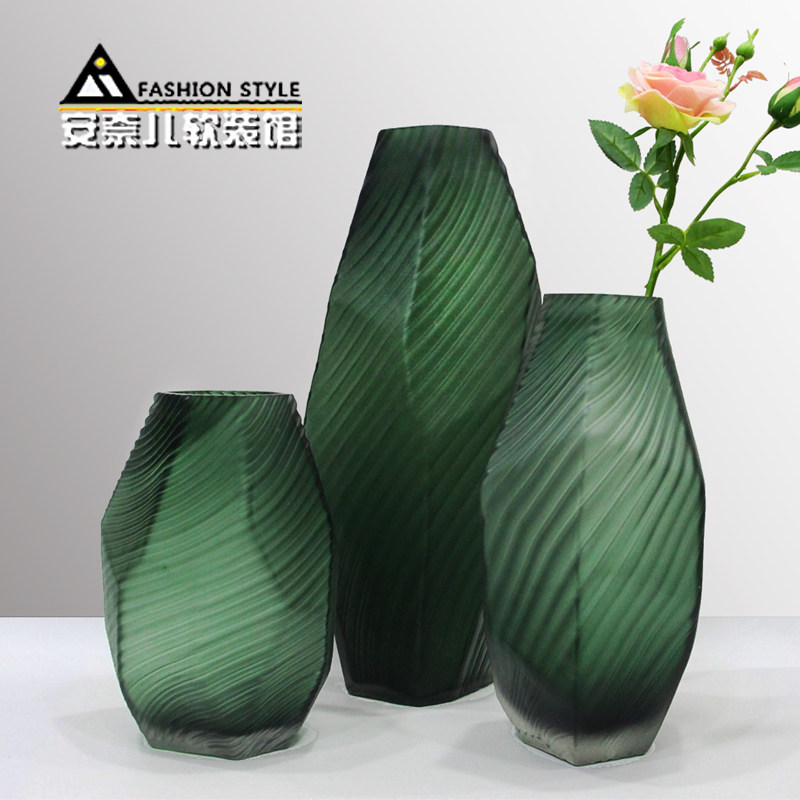 现代几何高款玻璃花瓶家居客厅餐桌样板房水培插花器软装饰品摆件