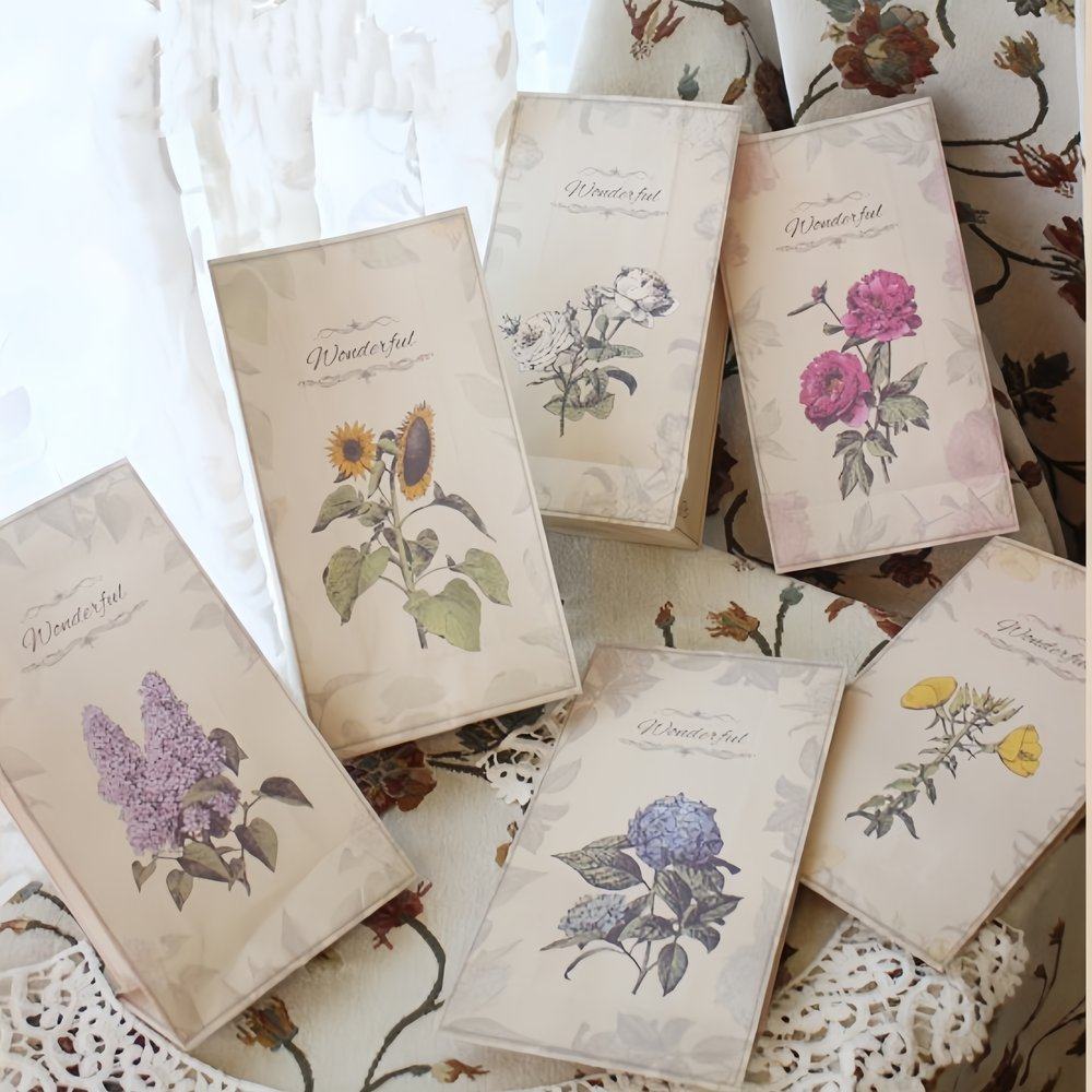 复古花卉牛皮纸袋礼品包装袋平口手纸袋烘焙西点袋糖果袋回礼袋