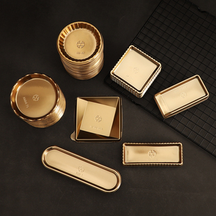 圆形金色切块蛋糕托高档法式慕斯甜品塑料底托方形西点甜品垫托盘