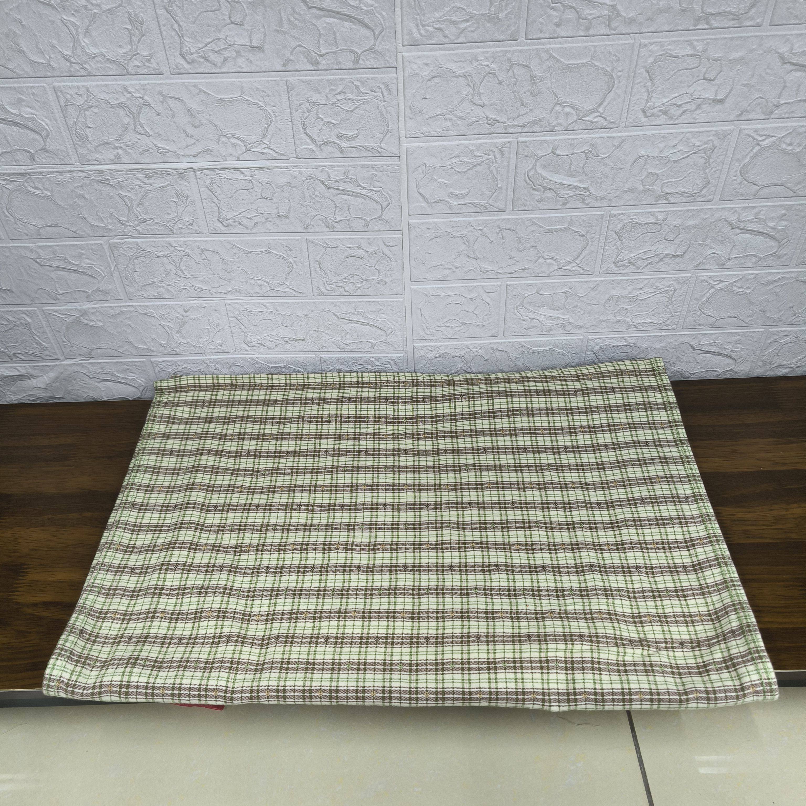 实体店沐瑟纯棉四层纱布水洗提花双人格子毛巾被纱布盖毯床盖枕巾