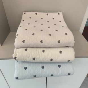 实体店沐瑟纯棉四层纱布水洗爱心床盖单双人盖毯毛巾被枕巾枕套