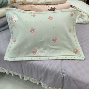 实体店建斌纯棉六层纱布吸汗透气情侣提花小清新信封大枕套一对装