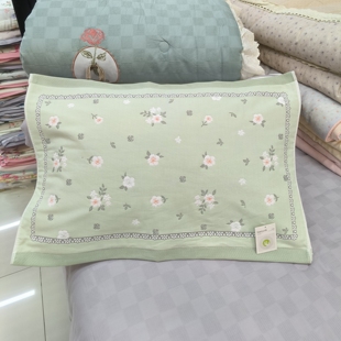 新款建斌大小手纯棉四层纱布精品提花中号枕巾经典宿舍家用一对