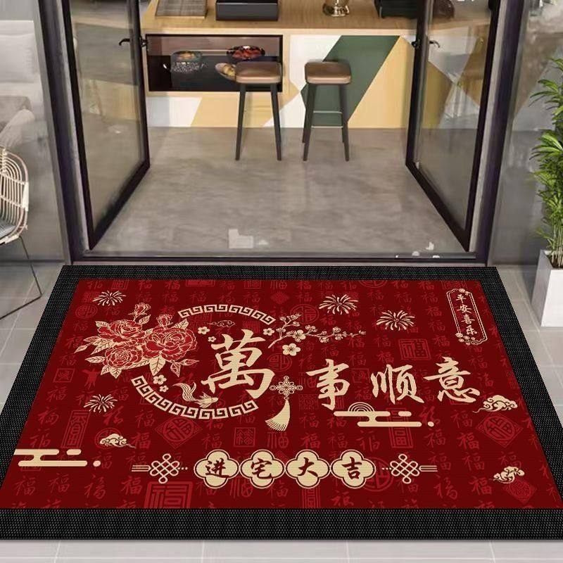 红底水晶绒入户地垫耐磨除尘玄关
