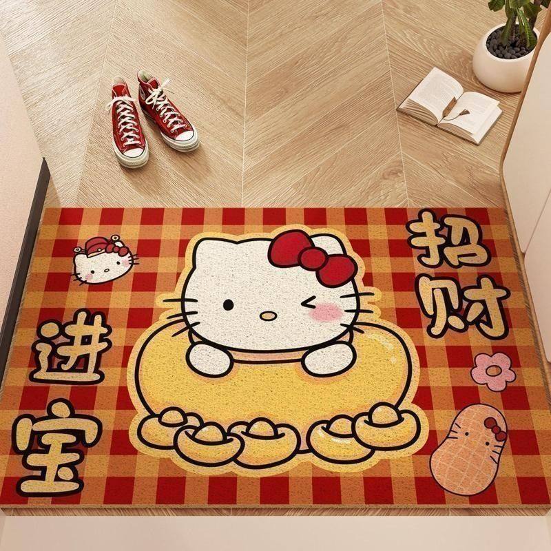 新年凯蒂可爱水晶绒入户门地垫耐磨除尘玄关大门口通用脚垫门垫,居家布艺,地毯,淘宝优惠券,粉丝福利购,淘宝优惠卷