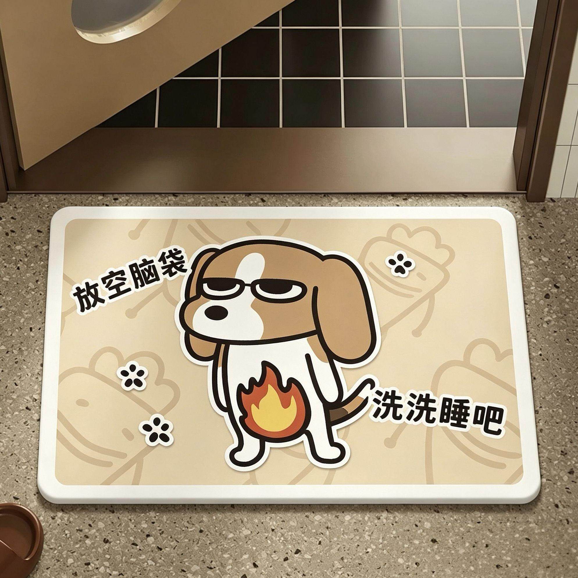 卡通暹罗厘普浴室地垫吸水防滑硅