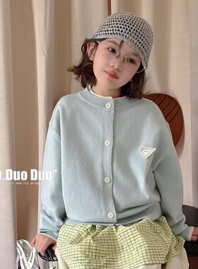 牛哆哆童装2025秋冬儿童毛衣针织衫毛线衫女童圆领外套开衫15315