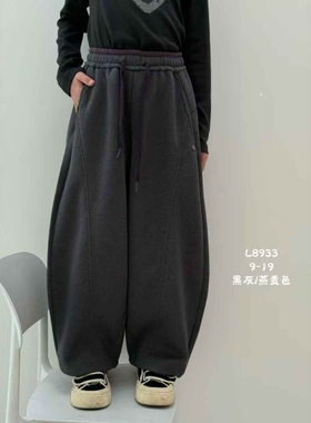 大E小e儿童弯刀裤2025冬女童加绒休闲裤青少年一体绒裤子男童8933