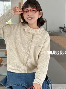 牛哆哆2025秋冬儿童毛衣针织衫毛线衫女童金线亮片开衫外套15276