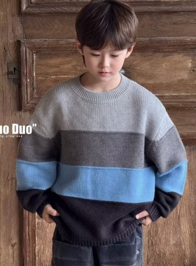 牛哆哆童装2025秋冬儿童毛衣针织衫男童毛线衫女童条纹外套12131