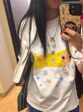 卡通可爱yuy玉周边T恤女新款夏天纯棉短袖男情侣装宽松全棉上衣服