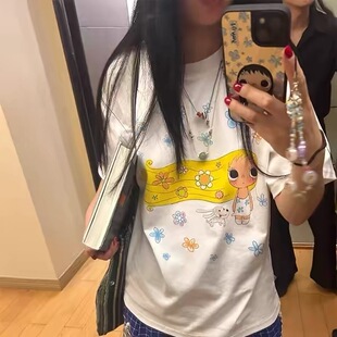 卡通可爱yuy玉周边T恤女新款夏天纯棉短袖男情侣装宽松全棉上衣服